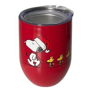 Peanuts Snoopy and Woodstock Ho Ho Ho Travel Tumbler Red 12 Ounces